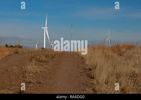 Denver, Colorado - Wind turbines at the National Renewable Energy Laboratory's National Wind Technology Center. Stock Photo