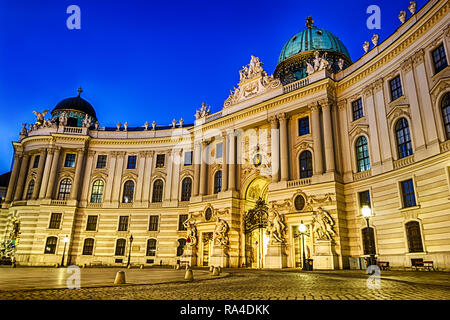 Hofburg, St. Michael's Wing, Vienna, Austria, night view, no peo