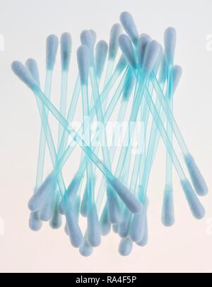 Cotton buds made of plastic Stock Photo