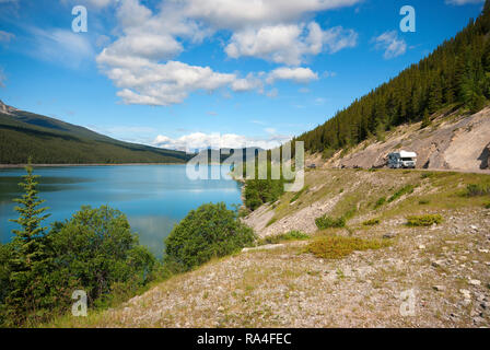 Medicine Lake, Jasper National Park, Rocky Mountains, Alberta, Canada Stock Photo