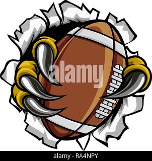 Football Ball Eagle Claw Talons Tearing Background Stock Vector