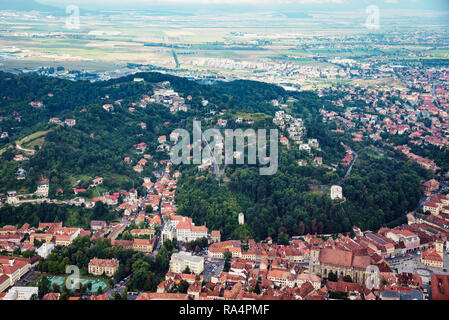 Aerial view of the old town Brasov in Transylvania, Romania Stock Photo