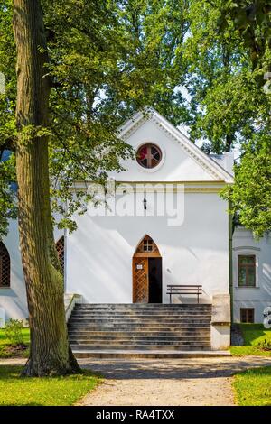 Czarnolas, Mazovia / Poland - 2018/09/01: Neo-gothic chapel in Czarnolas museum of Jan Kochanowski - iconic Polish renaissance poet and writer Stock Photo