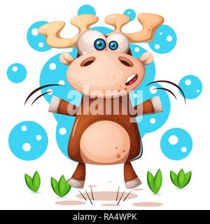 Cartoon funny deer - cute characters. Stock Vector