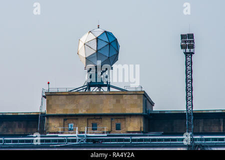 Radar antenna in Tempelhof Airport in Berlin Stock Photo