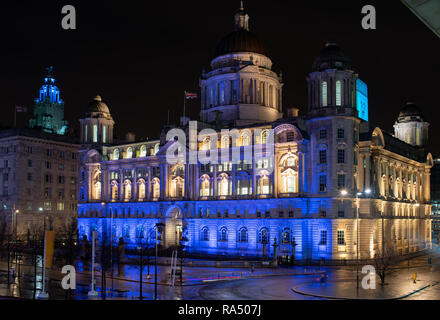 Mersey Docks and Harbour Board Building, built in 1907, one of the three graces, on Liverpool's waterfront. Image taken in December 2018. Stock Photo