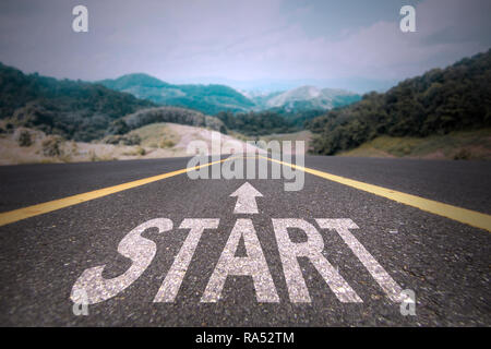 road to success concept, start word on street Stock Photo