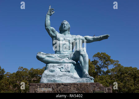 Nagasaki, Japan - October 25, 2018: Nagasaki Peace Statue by Seibo Kitamura at Nagasaki Peace Park in Nagasaki, Japan Stock Photo