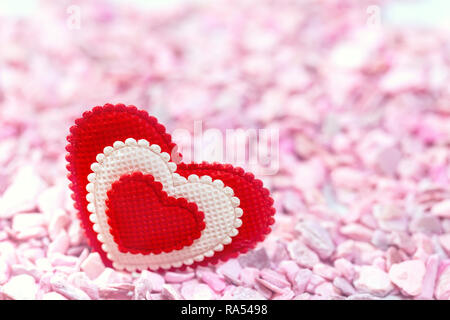 The heart on pink stones in retro style. Concept of love for Valentine's Day, free space on the right Stock Photo