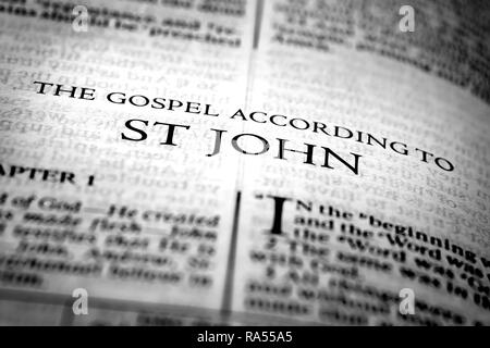 Bible New Testament Christian Teachings Gospel of St John Saint Stock Photo