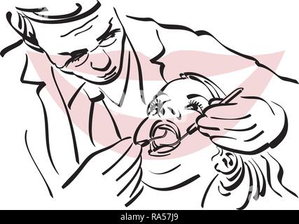 illustration of a dendist at work in his studio Stock Vector