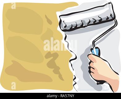 illustration of an house painter at work Stock Vector