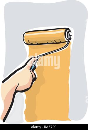 illustration of an house painter at work Stock Vector