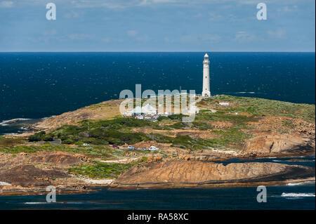 Famous Lighthouse at Cape Leeuwin, where the Indian Ocean meets the Southern Ocean. Stock Photo