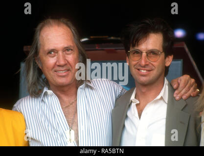 HOLLYWOOD, CA - JULY 15: Actors/brothers David and Robert Carradine attend Keith Carradine Star Ceremony on July 15, 1993 on Hollywood Walk of Fame in Hollywood, California. Photo by Barry King/Alamy Stock Photo Stock Photo
