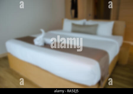 Abstract blurred background bedroom interior hotel. Stock Photo