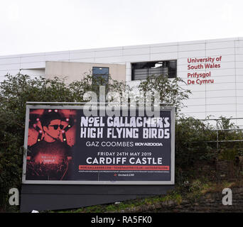 Forthcoming Noel Gallagher concert poster outside university building number 3767 Stock Photo