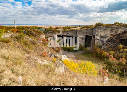 Famous former limestone quarry in Fertorakos, Hungary. Exhibition and cave theatre inside. Stock Photo