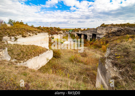 Famous former limestone quarry in Fertorakos, Hungary. Exhibition and cave theatre inside. Stock Photo