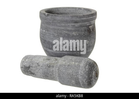 Pestle and Mortar on White Background Stock Photo