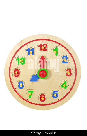 Toy Clock on White Background Stock Photo