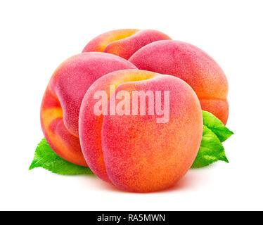 Peaches isolated on white background with clipping path Stock Photo