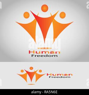 This logo has a picture of some humans who raise their hands. This logo is good for use by companies, businesses, and communities engaged in humanity. Stock Vector