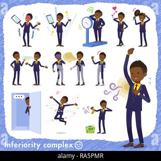 A set of African American businessman on inferiority complex.There are actions suffering from smell and appearance.It's vector art so it's easy to edi Stock Vector