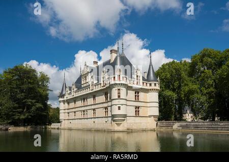 Chateau Azay-le-Rideau, Renaissance Castle on the Loire, UNESCO World Heritage Site, Département Indre-et-Loire, France Stock Photo