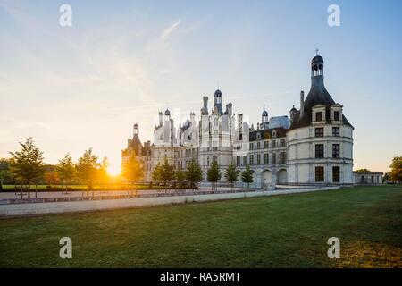 Chambord Castle, North Facade, Sunrise, UNESCO World Heritage Site, Loire, Department Loire et Cher, Centre Region, France Stock Photo
