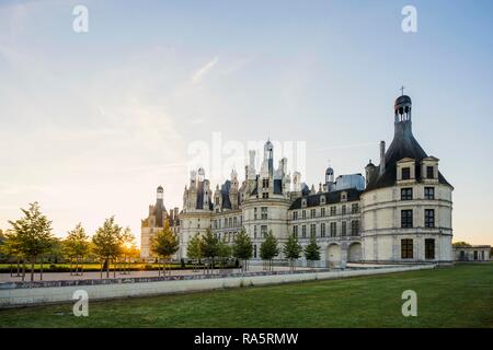 Chambord Castle, North Facade, Sunrise, UNESCO World Heritage Site, Loire, Department Loire et Cher, Centre Region, France Stock Photo