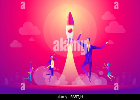 successful business people and team celebrating a successful start up new project. Stock Vector
