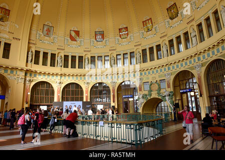 Prague Railway Station in the Czech Republic with it's Art Nouveau interior designed by Czech architect Josef Fanta 1901-1909. Stock Photo