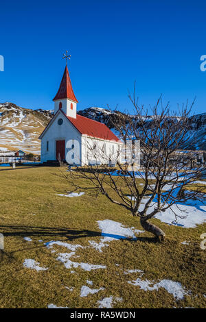 Beach and church with Vik, South Iceland, Iceland Stock Photo - Alamy