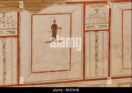 Private house 3, Room of the Muses, mural paintings, Ephesus, Izmir Province, Turkey Stock Photo