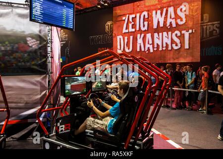 Car racing simulator, video game, Gamescom, the world's largest trade fair for interactive consumer electronics Stock Photo