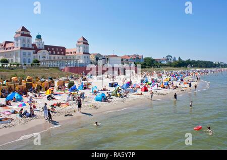 Spa hotel and beach, Binz, Ruegen Island, Mecklenburg-Western Pomerania Stock Photo