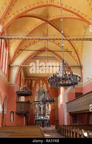Interior view, Zarrentin church, Zarrentin am Schaalsee, Mecklenburg-Western Pomerania, Germany Stock Photo