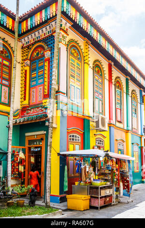 Colourful building in Little India, Singapore Stock Photo