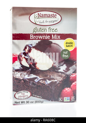 Winneconne, WI - 30 December 2018: A package of Namaste brownie mix that is gluten free on an isolated background. Stock Photo