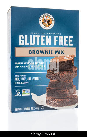 Winneconne, WI - 30 December 2018: A package of King Arthur flour brownie mix that is gluten free on an isolated background. Stock Photo