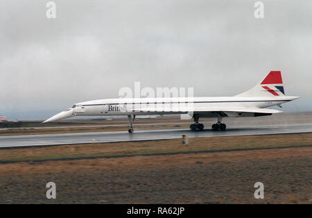 1977 - A left side view of a British Airways Concorde aircraft taxiing ...