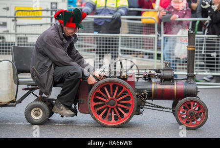 Westminster, London, UK. 1 January 2019. The annual London New Years Day Parade takes place on a route from Piccadilly to Parliament Square, watched by thousands. This years theme is London Welcomes The World. Image: Miniature Steamers for Charity UK. Credit: Malcolm Park/Alamy Live News. Stock Photo