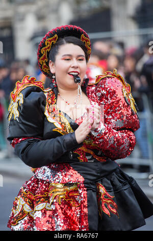 London, UK. 1st January, 2019. Performers from around the world and the UK come together in London for the New Years Day Parade Credit: George Cracknell Wright/Alamy Live News Stock Photo