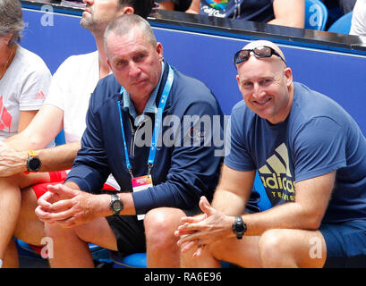 RAC Arena, Perth, Australia. 2nd Jan, 2019. Hopman Cup Tennis, sponsored by Mastercard; Ivan Lendl coach of Alexander Zverev of Team Germany watches him play against Lucas Pouille of Team France Credit: Action Plus Sports/Alamy Live News Stock Photo