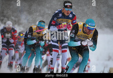 Oberstdorf, Germany. 02nd Jan, 2019. Nordic skiing/cross-country skiing: World Cup, Tour de Ski, 15 km mass start classic, men. Maurice Manificat from France leads the field. Credit: Karl-Josef Hildenbrand/dpa/Alamy Live News Stock Photo
