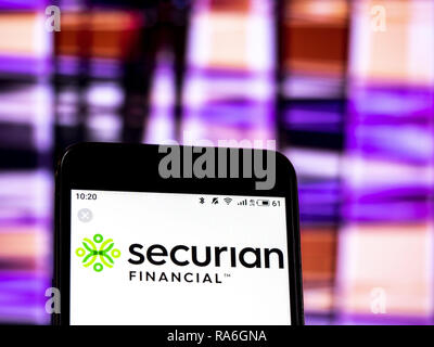 Kiev, Ukraine. 2nd Jan, 2019. Securian Financial, Financial services company logo seen displayed on a smart phone. Credit: Igor Golovniov/SOPA Images/ZUMA Wire/Alamy Live News Stock Photo