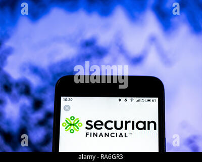 Kiev, Ukraine. 2nd Jan, 2019. Securian Financial, Financial services company logo seen displayed on a smart phone. Credit: Igor Golovniov/SOPA Images/ZUMA Wire/Alamy Live News Stock Photo