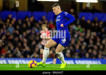 London, UK. 02nd Jan, 2019. Ross Barkley of Chelsea in action. Premier League match, Chelsea v Southampton at Stamford Bridge in London on Wednesday 2nd January 2019. this image may only be used for Editorial purposes. Editorial use only, license required for commercial use. No use in betting, games or a single club/league/player publications. pic by Steffan Bowen/ Credit: Andrew Orchard sports photography/Alamy Live News Stock Photo