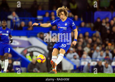 London, UK. 02nd Jan, 2019. David Luiz of Chelsea in action. Premier League match, Chelsea v Southampton at Stamford Bridge in London on Wednesday 2nd January 2019. this image may only be used for Editorial purposes. Editorial use only, license required for commercial use. No use in betting, games or a single club/league/player publications. pic by Steffan Bowen/ Credit: Andrew Orchard sports photography/Alamy Live News Stock Photo